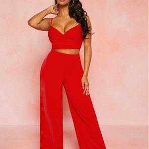 SHEIN SXY Solid Cami Top & Wide Leg Pants